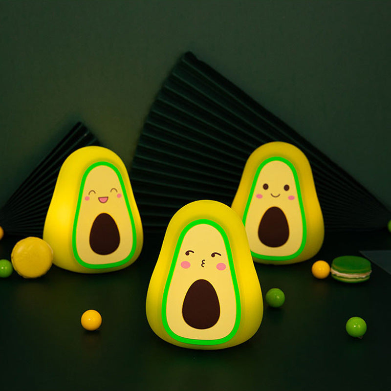 Avocado Glow: Cute Cartoon Silicone Lamp with USB Charging