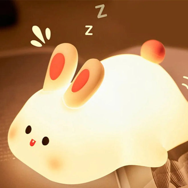 Big Bunny Glow: Silicone Rabbit Night Light with a Big Face