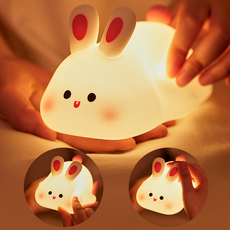 Big Bunny Glow: Silicone Rabbit Night Light with a Big Face