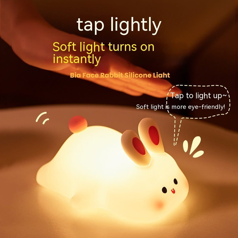 Big Bunny Glow: Silicone Rabbit Night Light with a Big Face