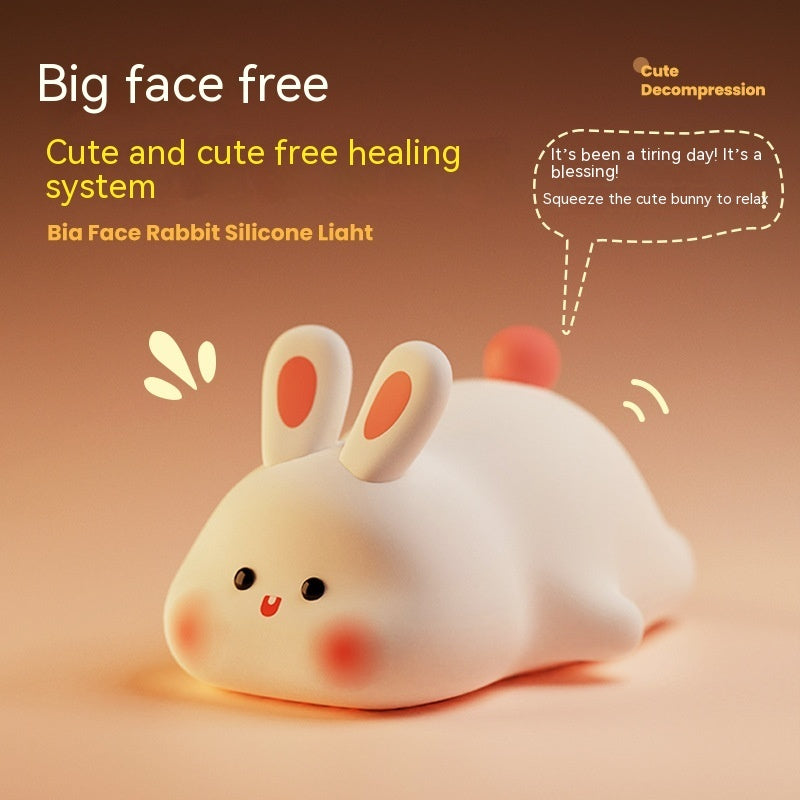 Big Bunny Glow: Silicone Rabbit Night Light with a Big Face