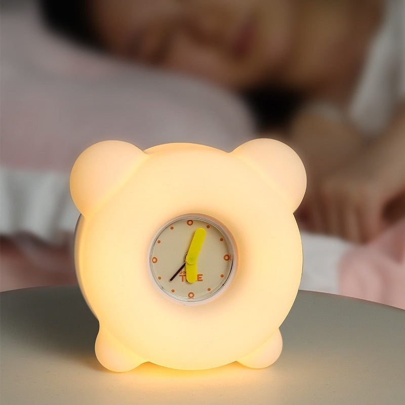 Cheery Cartoon Alarm Clock: Silicone Bedside Pat Night Lamp